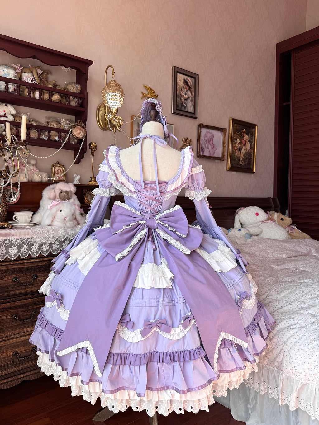 Audelia - Plus Size Sweet Lolita OP with Halter Neckline and Accessories - image 11