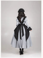 Nocturne SP - Striped Gothic Lolita OP Twin Lolita Dress with Apron and Accessories - image 24