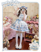 Blueberry Tart Party - Sweet Blue Lolita Salopette Dress Blueberry Tart Print JSK Dress and Accessories - image 14