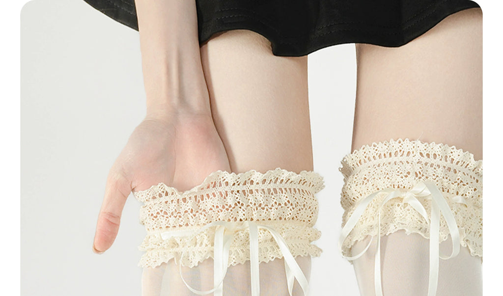 Classic Lolita Lace Ruffle Socks with Ribbon Bows - image 20