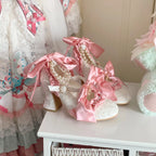 Ribbon Anthem - Wedding Classic Lolita Heels with Detachable Bow and Pearl Ribbon - image 3