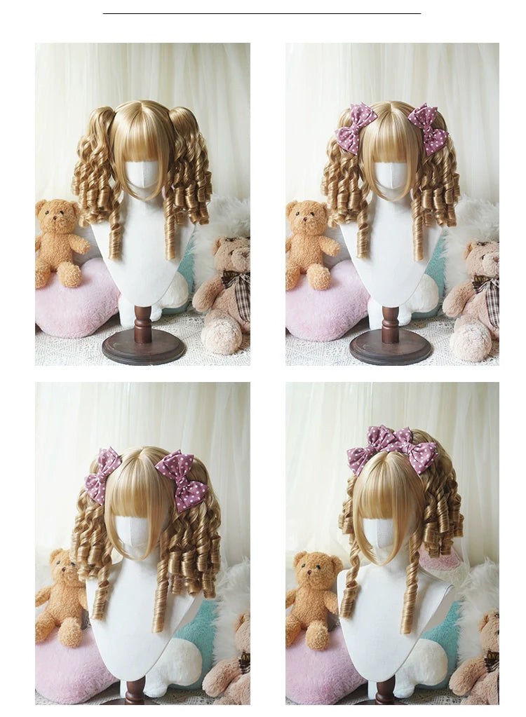 Solid Lolita Bob Wig With Detachable Curl Ponytail - image 5