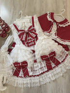 Cross Heart Knot - Sweet Lolita JSK Suit Tiered Ruffles Dress with Lace Blouse - image 22