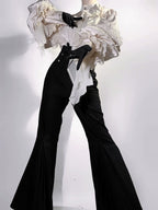 Rose and Sword - Ouji Lolita Jacquard Blouse & High Waist Pants Suit - image 12