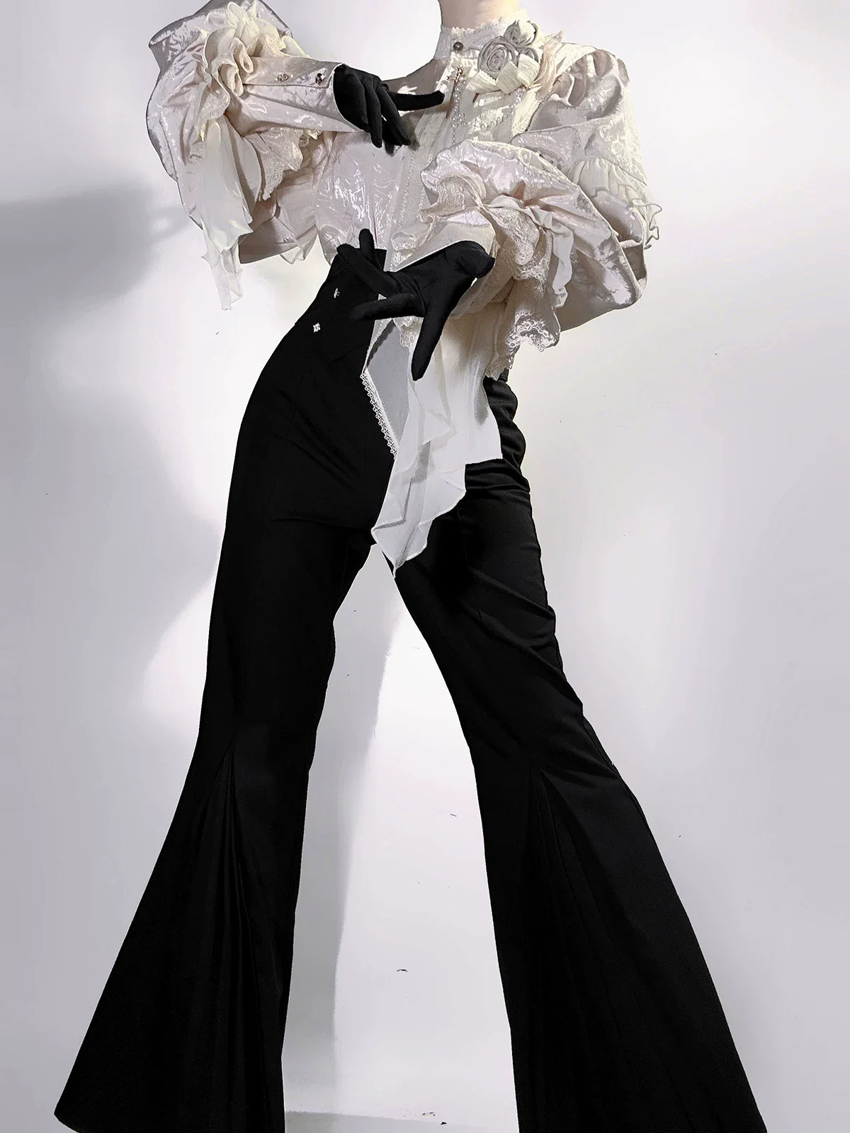 Rose and Sword - Ouji Lolita Jacquard Blouse & High Waist Pants Suit - image 12