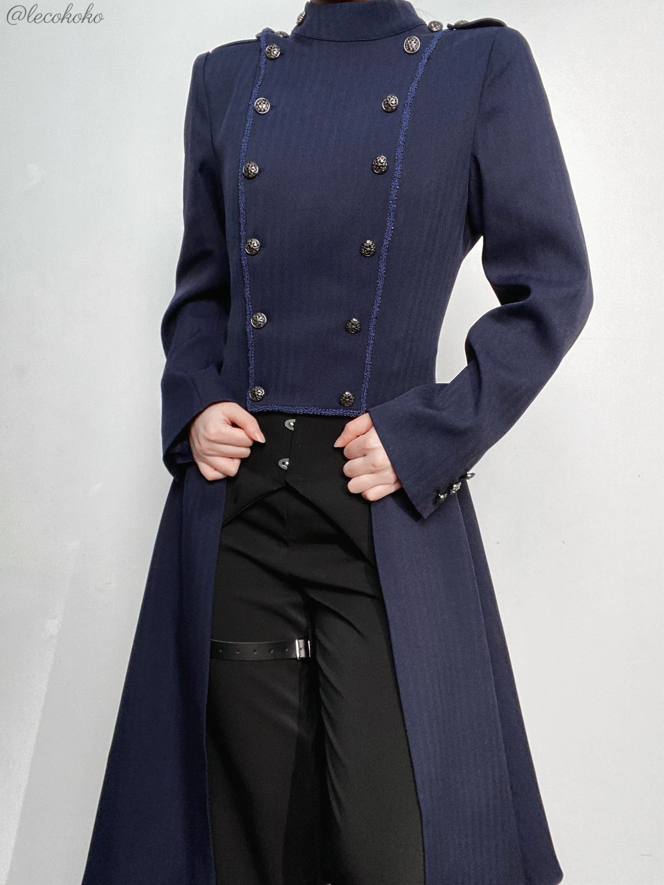 Eternal Moonlit Night - Ouji Lolita Coat, Double-Breasted High-Low Hem - image 3