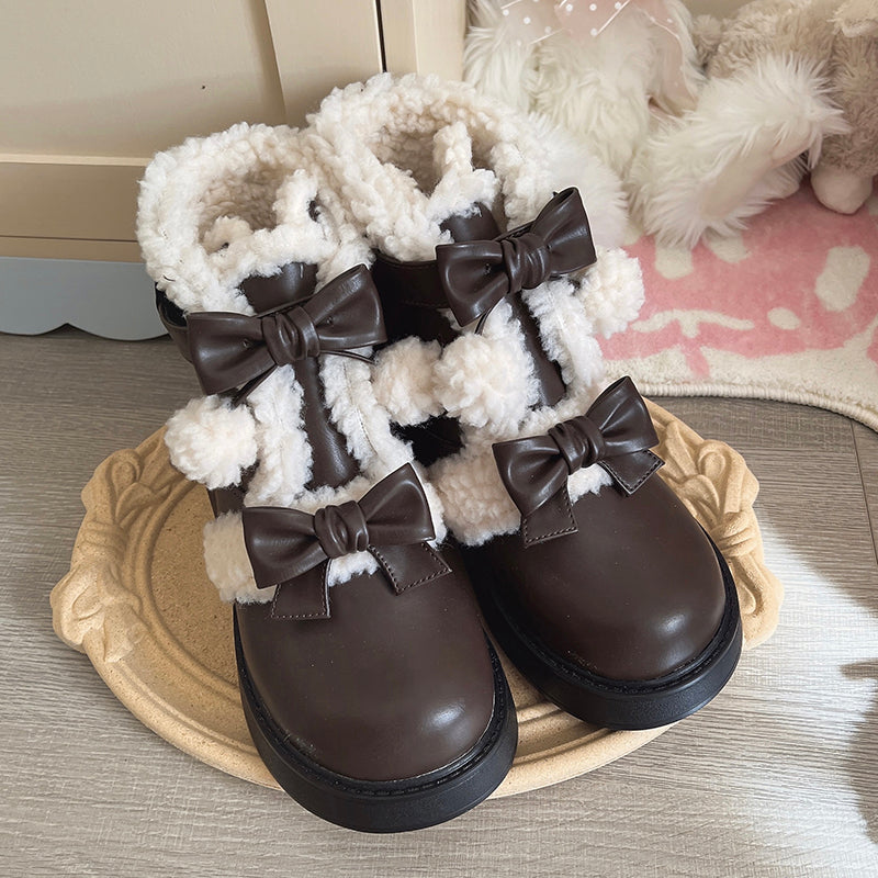 Furry Bear - Winter Cute Lolita Short Snow Boots - image 21