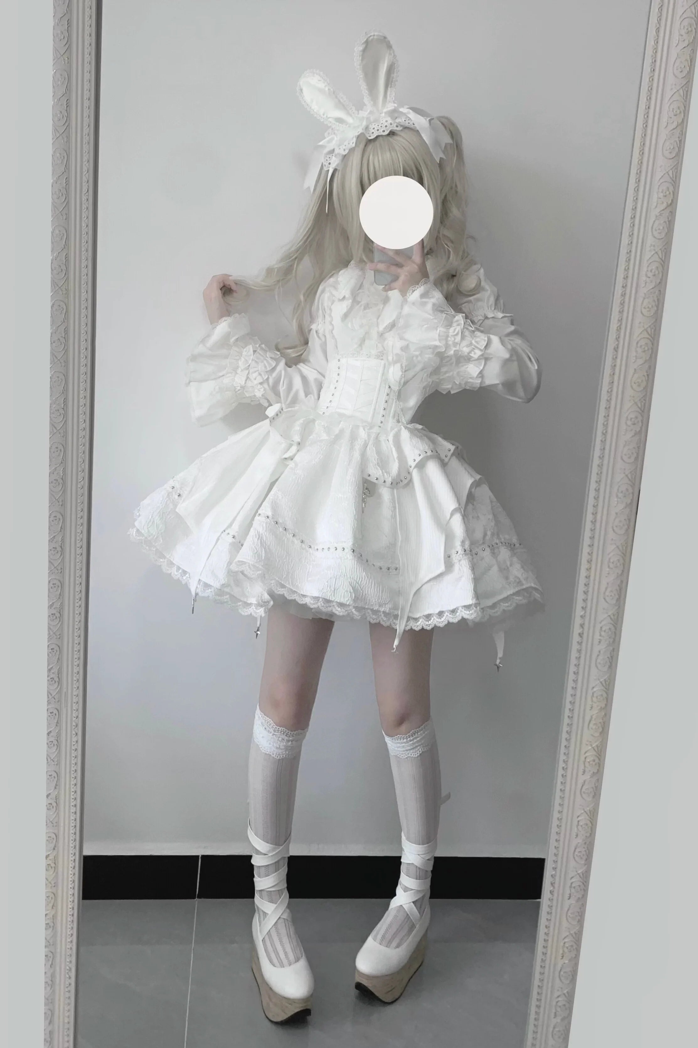 Gothic Lolita Shirt, Detachable Flared Sleeves - image 9