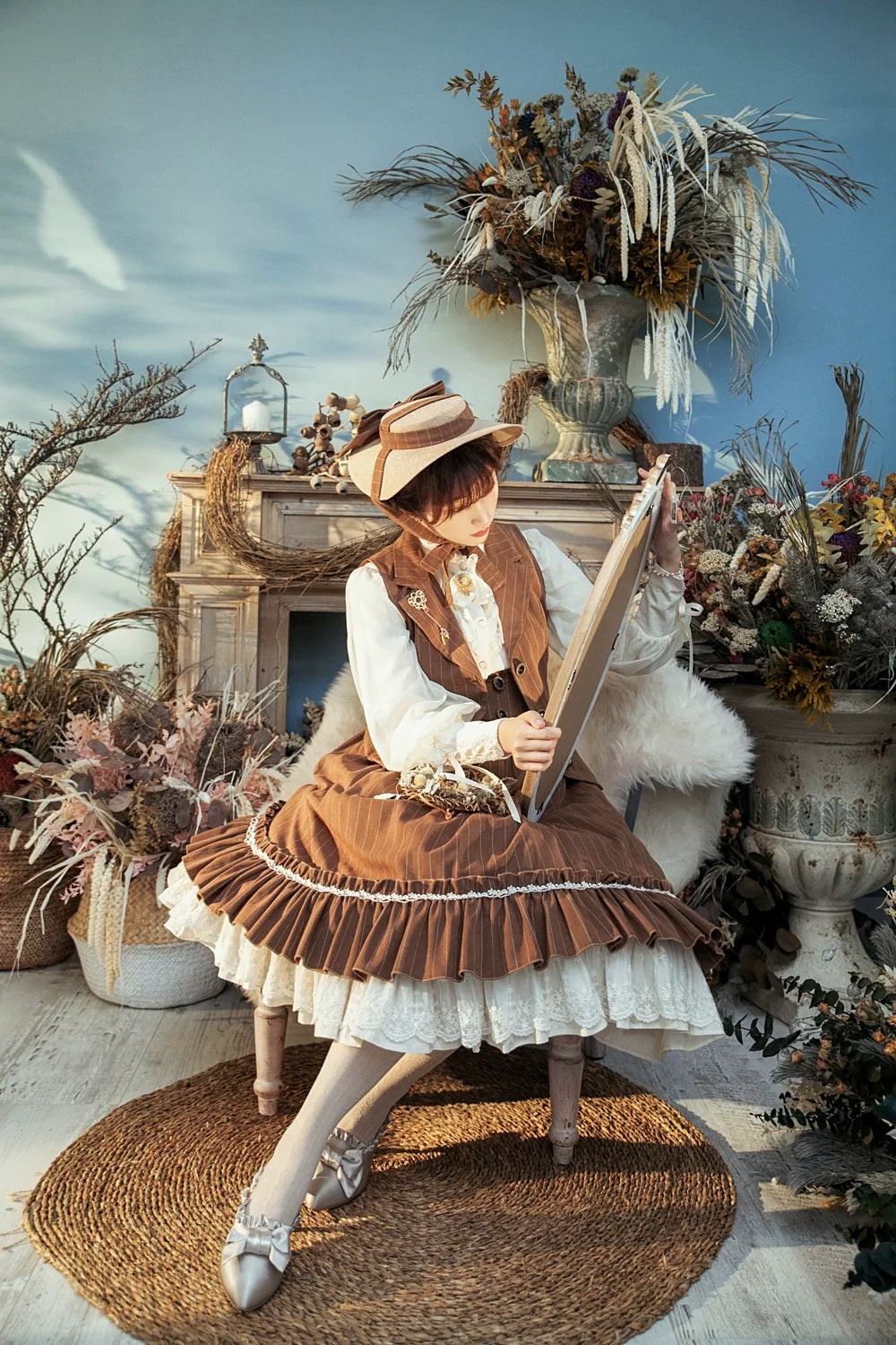 Rose Doll - Elegant Lolita Striped Fishbone Skirt - image 60