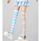 Ribbon-Tie Striped Thigh-High Lolita Socks - image 3