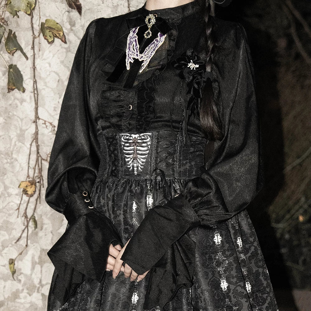 Moonnight Return - Ouji Lolita Stand Collar Shirt with Irregular Cuffs - image 12