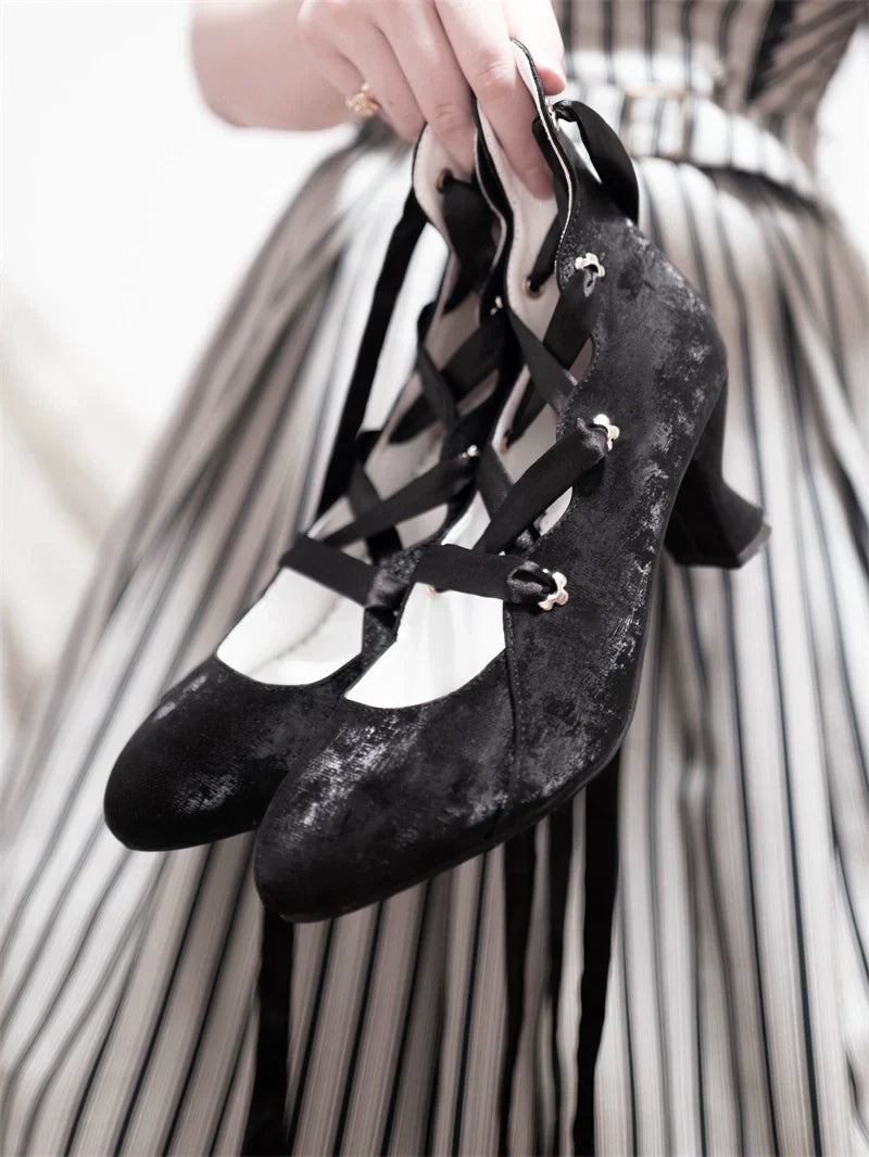 Forbidden Dance Velvet Lolita Shoes with Lace-Up Straps - image 14
