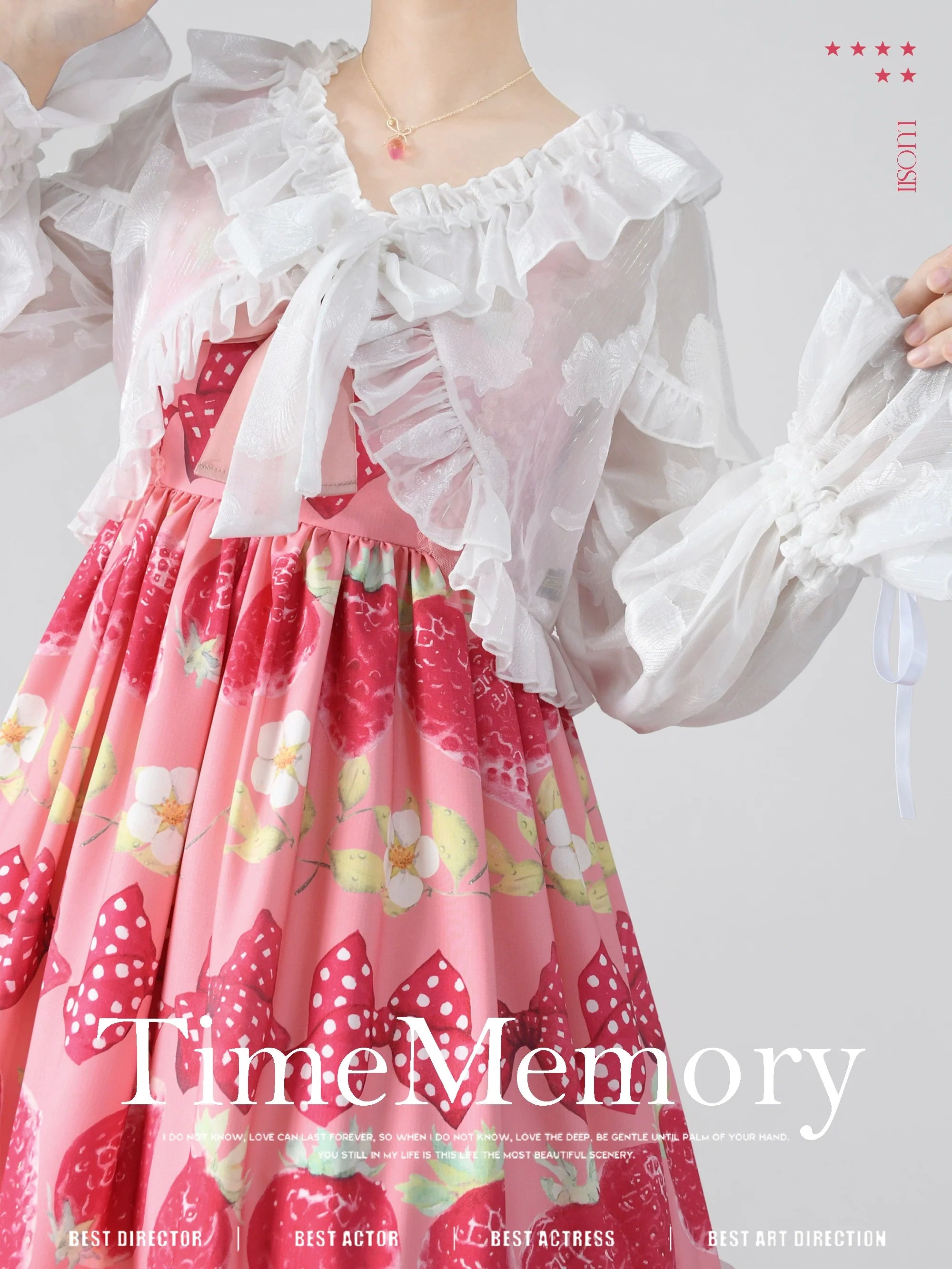 Xianbei - Sweet Lolita Chiffon Lantern Sleeve Cardigan with Bow - image 5