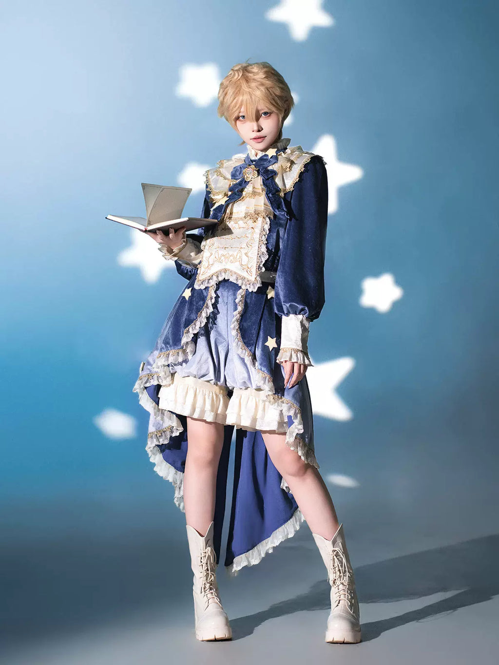 Dream Cloud - Ouji Lolita High-Low Tailcoat, Puffy Lantern Shorts - image 10
