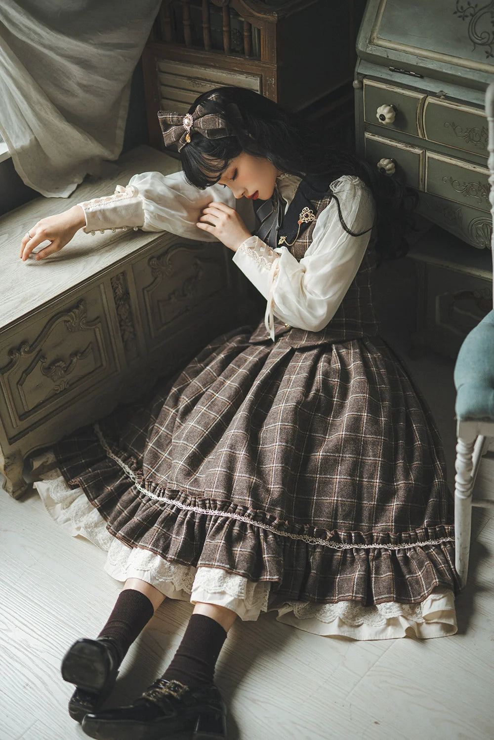 Rose - Elegant Lolita Fishbone Grid Skirt Customized - image 44