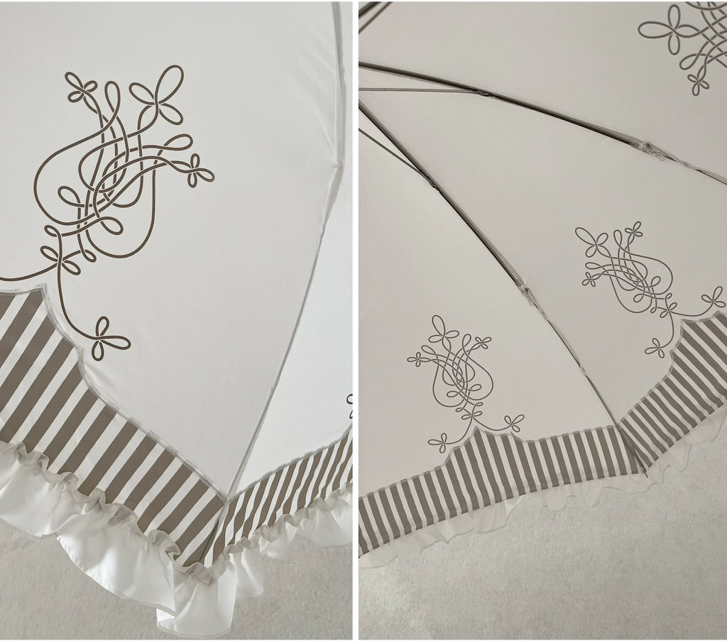 Lyre Academy - Classic Lolita 2-Fold Parasol, Lyre Print and Embroidered Trim - image 17