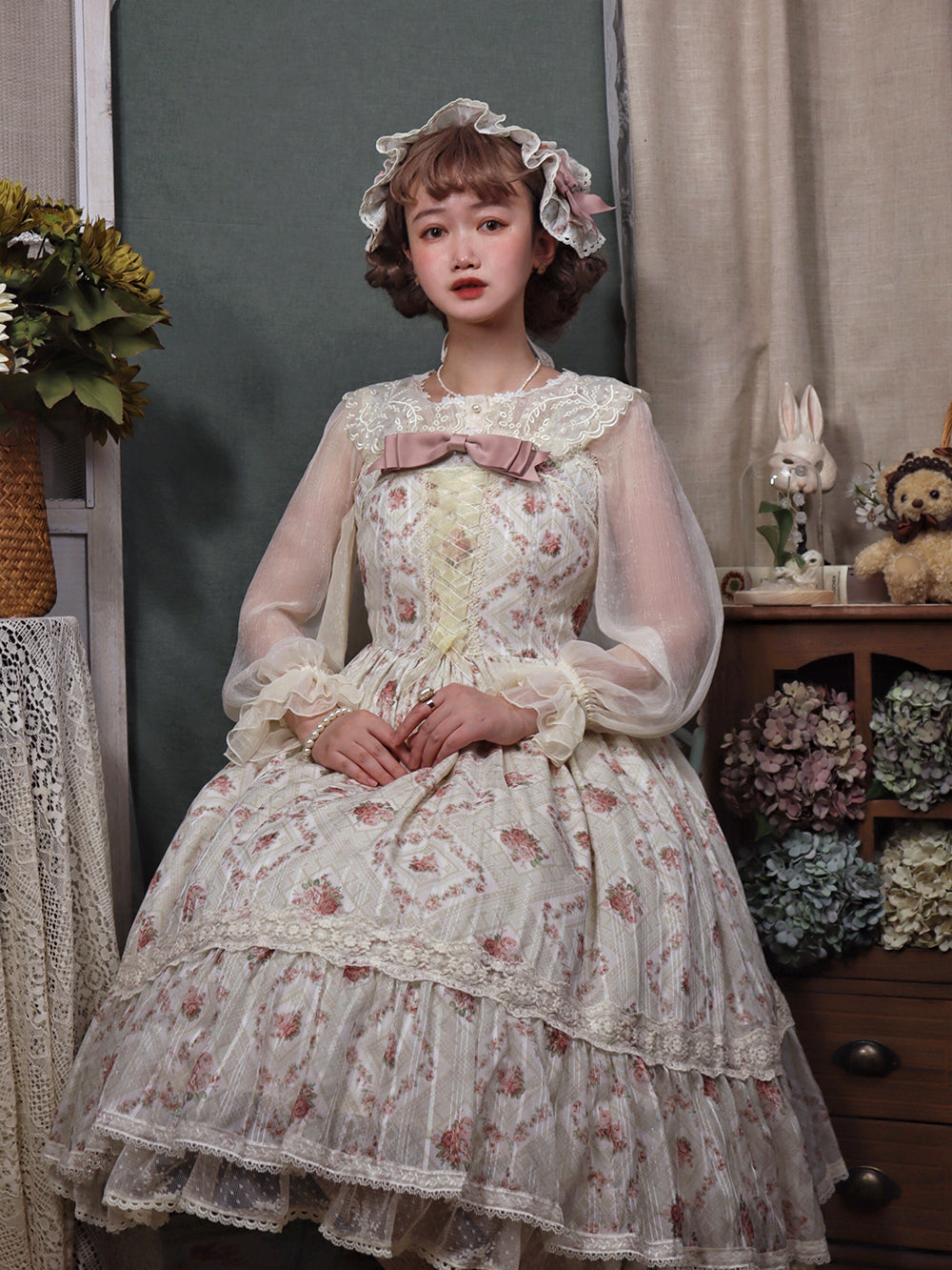 Woody Rose - Elegant Floral Lolita JSK Dress - image 11