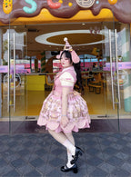 Bear Biscuit SP - Kawaii Lolita Bear Printed Dress Set with Bows - image 36
