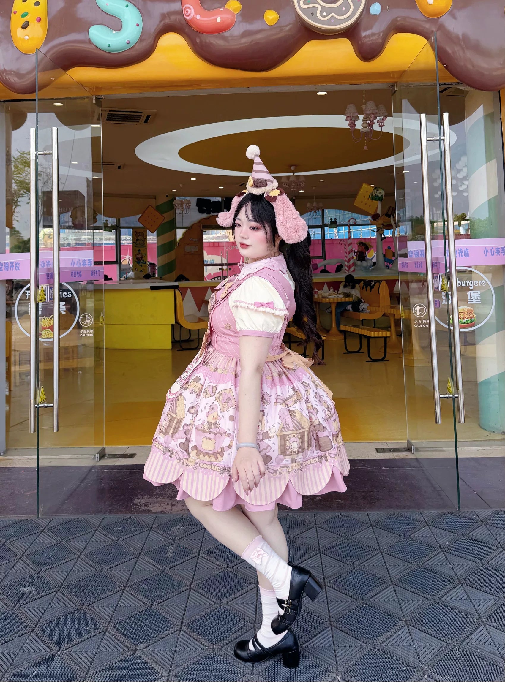 Bear Biscuit SP - Kawaii Lolita Bear Printed Dress Set with Bows - image 36