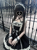 First Generation Doll - Black Old School Lolita Halter JSK Dress with Lace and Accessories - image 3