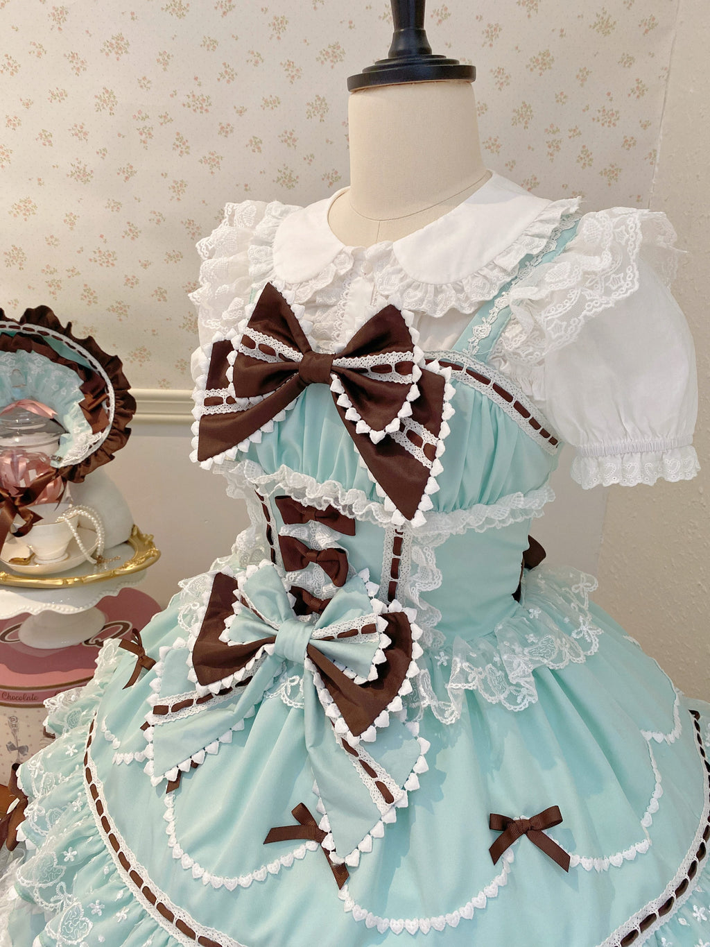 Fondant Cake - Summer Sweet Lolita JSK Dress, Tiered Ruffles and Bows - image 21
