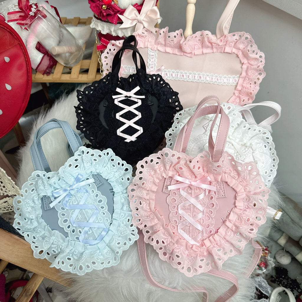 Sweet Lolita Bag Heart-shaped Lace Bag Multicolors - image 4
