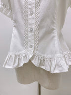 Ice Cream - Old School Lolita White Fitted Blouse with Bow - image 6