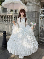 Drapery Poem - Sweet Wedding Lolita JSK Dress, Long Tiered Skirt - image 10
