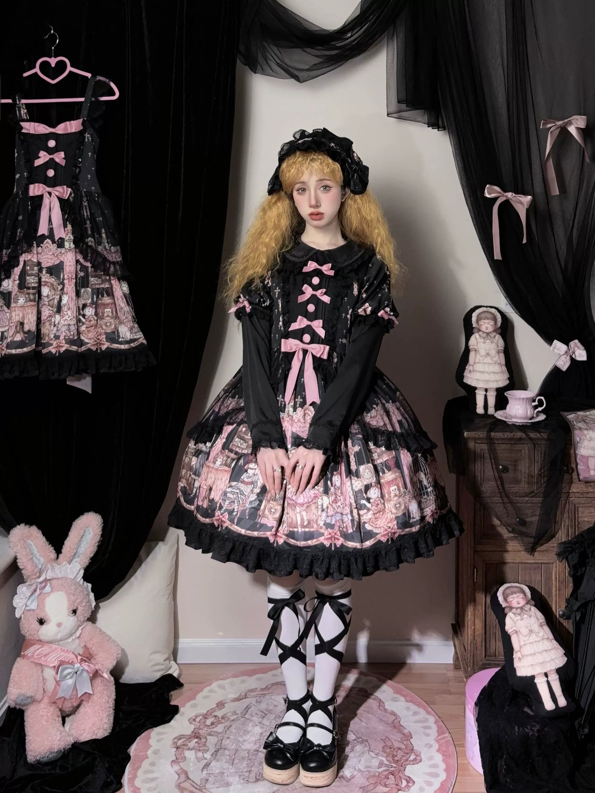 Missing Lamb Case - Gothic Lolita Dress Set with Sheep Prints - image 1