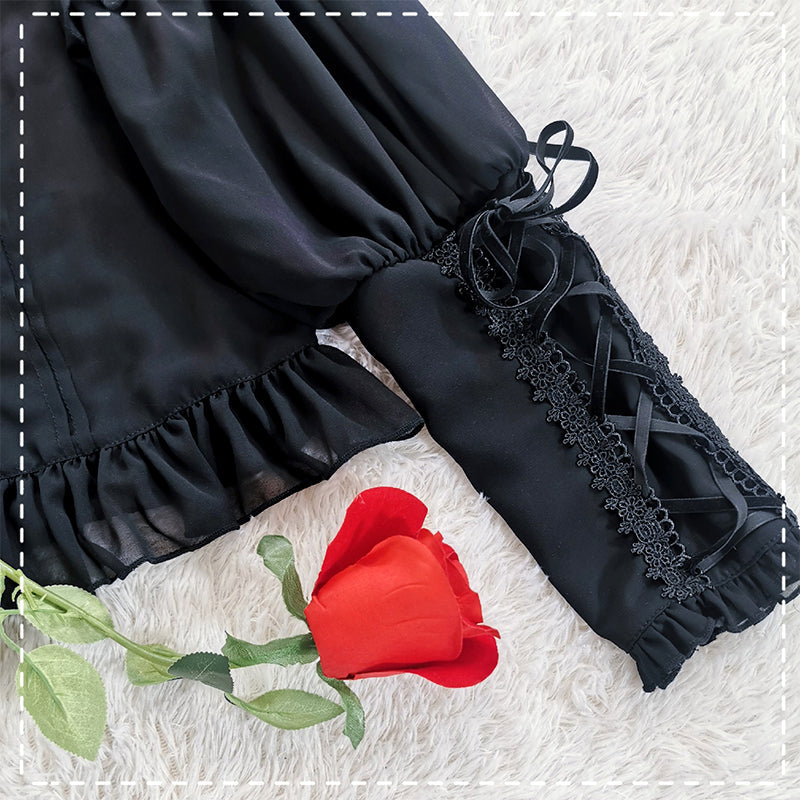 Plus Size Lolita Shirt Mutton Sleeve Lace Blouse - image 5
