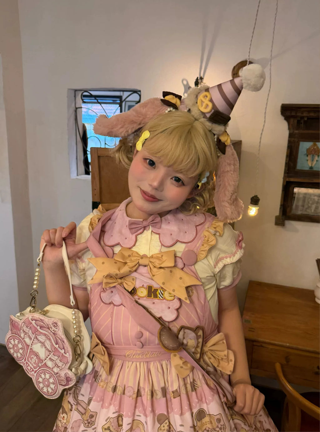 Bear Biscuit SP - Kawaii Lolita Bear Printed Dress Set with Bows - image 15