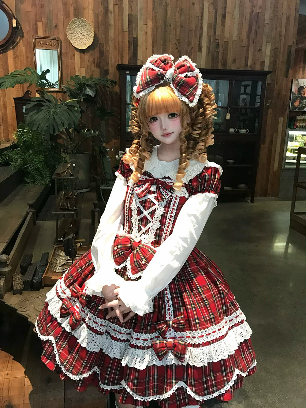 Plaid Petal Bunny - Old School Lolita Plaid OP Dress, Petal-shaped Hem - image 30