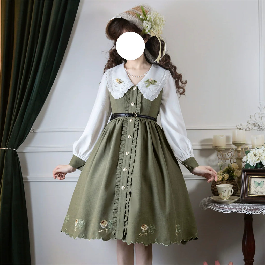 Window Rose - Classic Embroidered Front-Button OP Dress - image 1