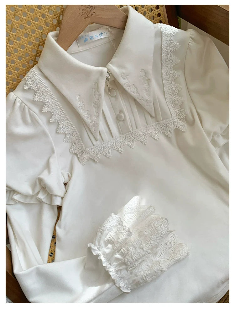 The Vow - Solid Lolita Sweater, Juliet Sleeve, Pointed Collar - image 14