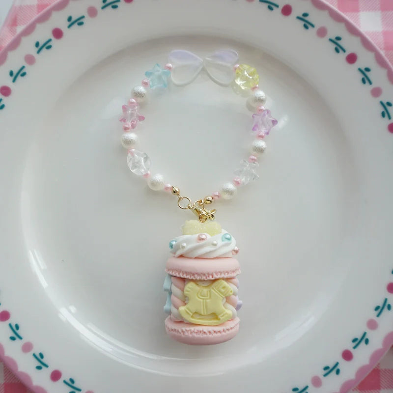 Sweet Lolita Necklace Carousel Cream Macaron Bag Pendant - image 10