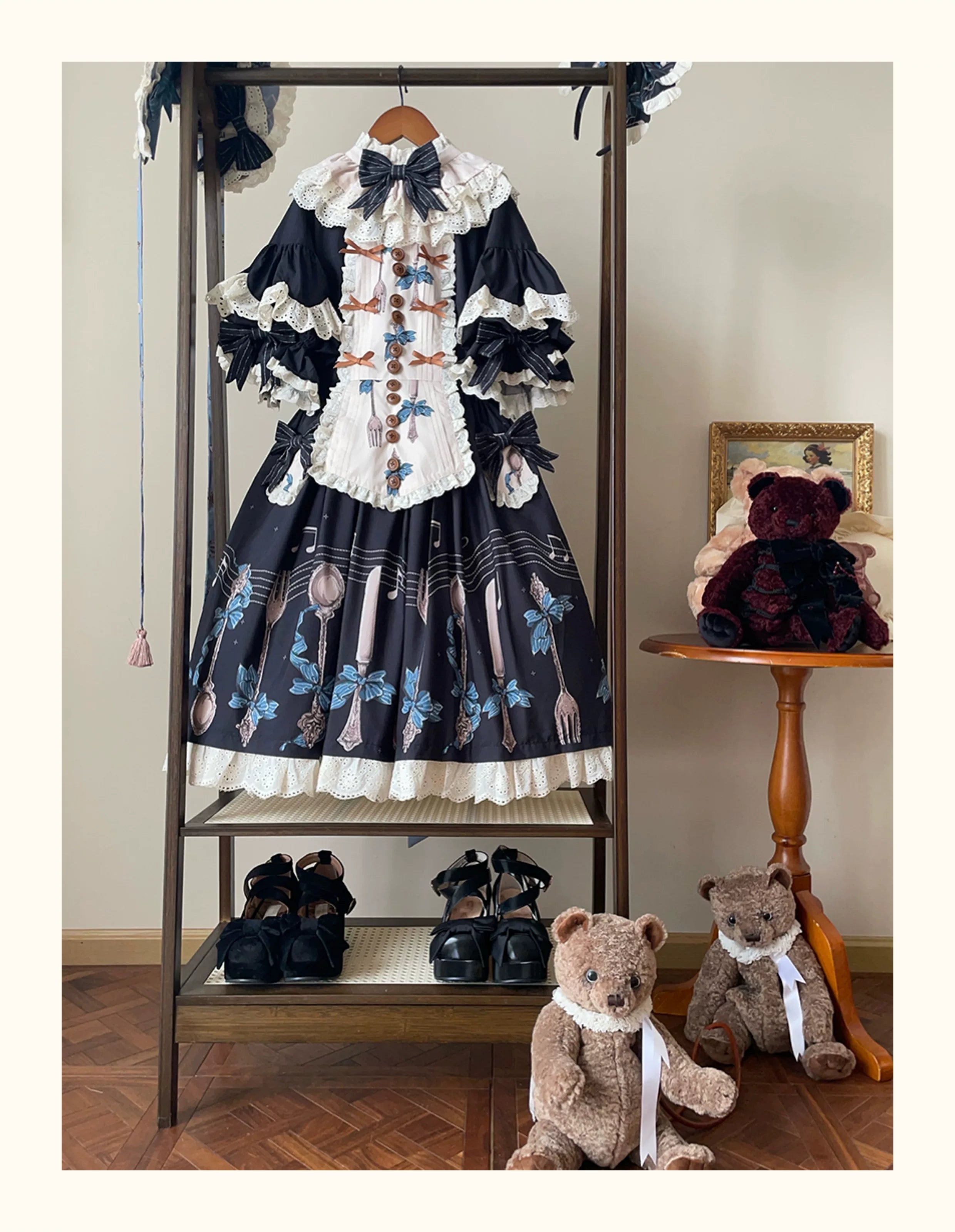 Witch's Banquet - Printed Doll-like Sweet Lolita OP, Apron-like Front and Accessories - image 19