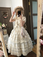 Loveheart - Solid Classic Lolita JSK Dress, Tiered Hem - image 20
