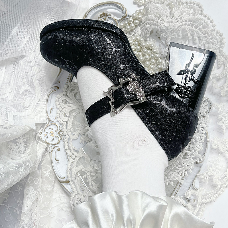 Wanxiang Cycle - Elegant Lolita Heels with Embossed Rose - image 22