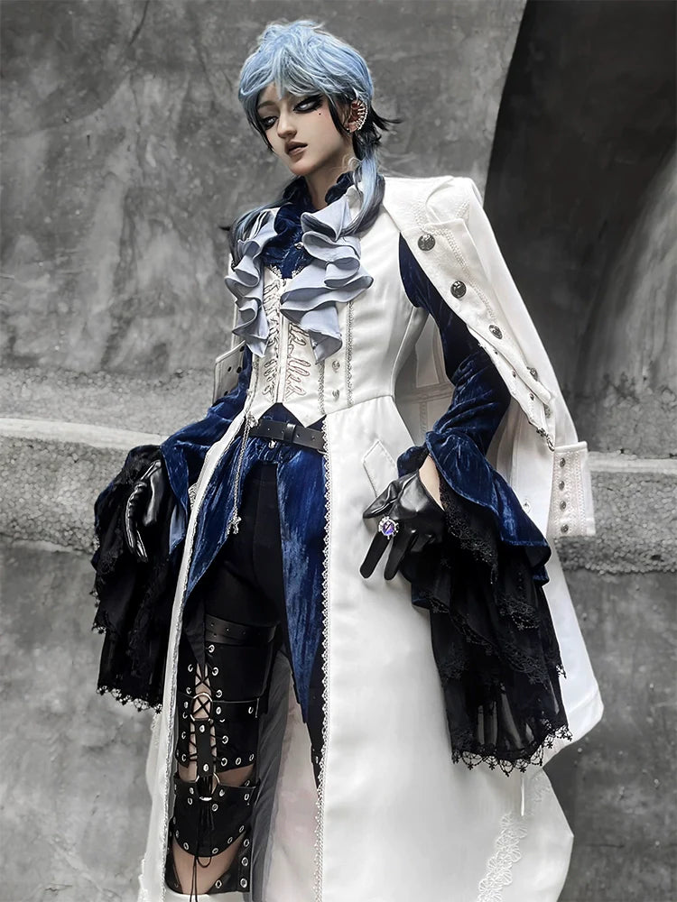 Crumbling Skeleton - Ouji Lolita Fishbone Embroideried Vest & Pants Suits - image 3