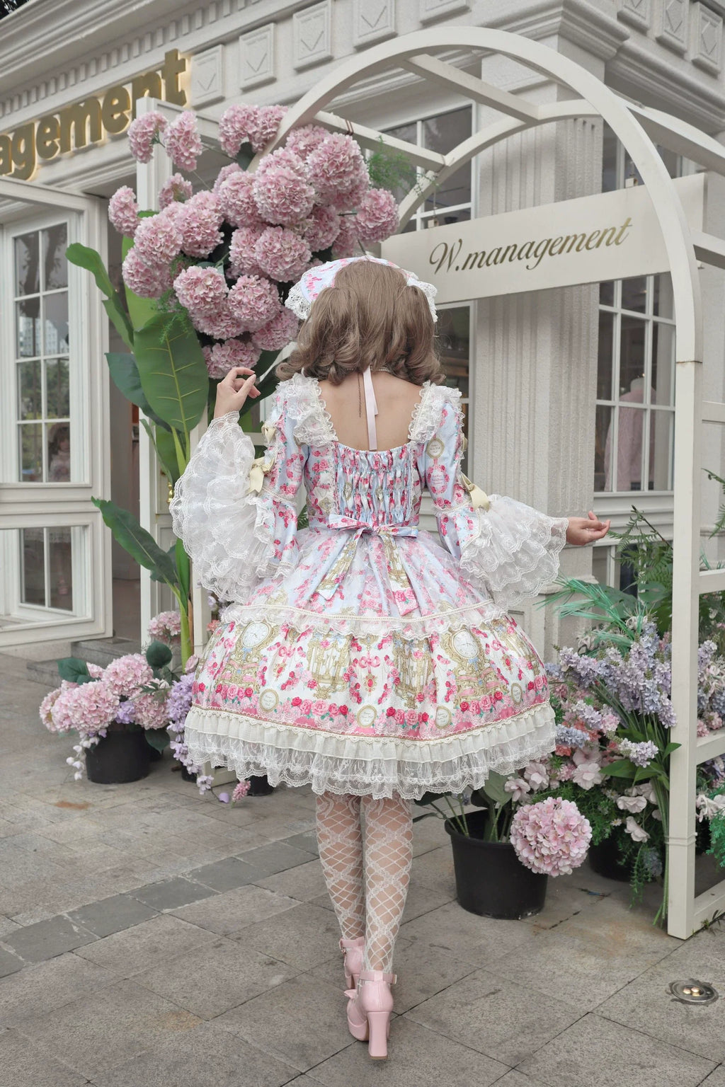 Rose Garden Prelude - Sweet Lolita OP Dress, Floral Printed - image 9