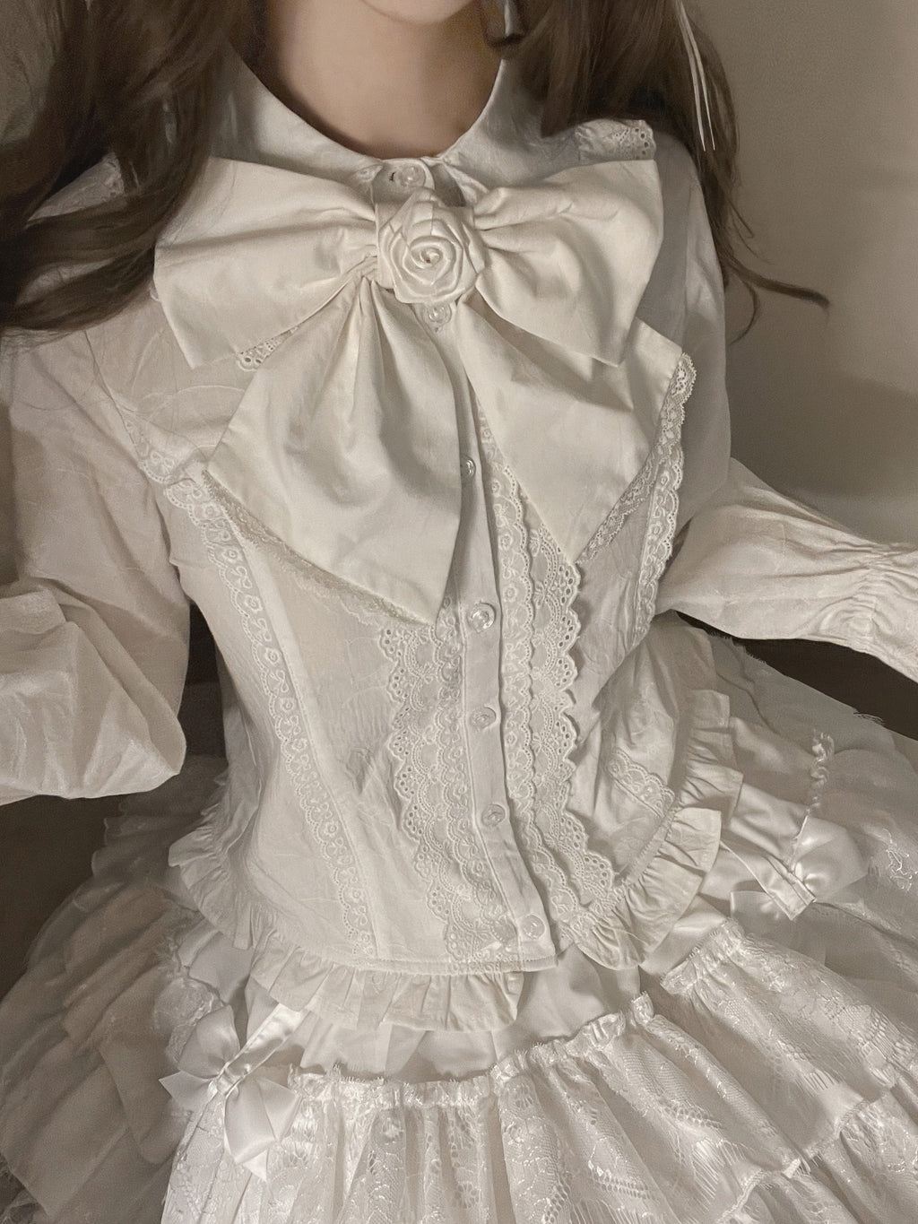 Lily - Kawaii Lolita Blouse Soft Girl Bubble Puff Sleeve - image 1