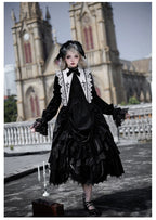 Dawn Bell & Dusk Song - Gothic Lolita Velvet OP Dress, Back Zipper and Accessories - image 15