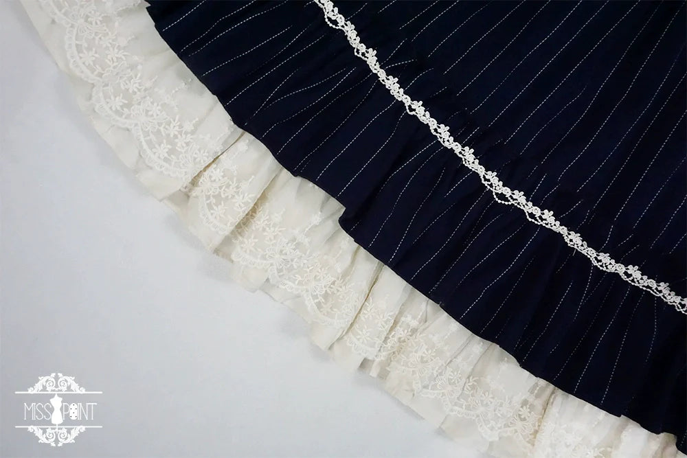 Rose Doll - Elegant Lolita Striped Fishbone Skirt - image 109