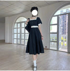Thoughts - Vintage Black Lolita OP Dress with Square Neckline - image 15