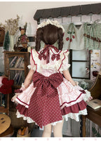 Honeyed Oath - Sweet Lolita Polka Dot OP Dress, Detachable Apron - image 4