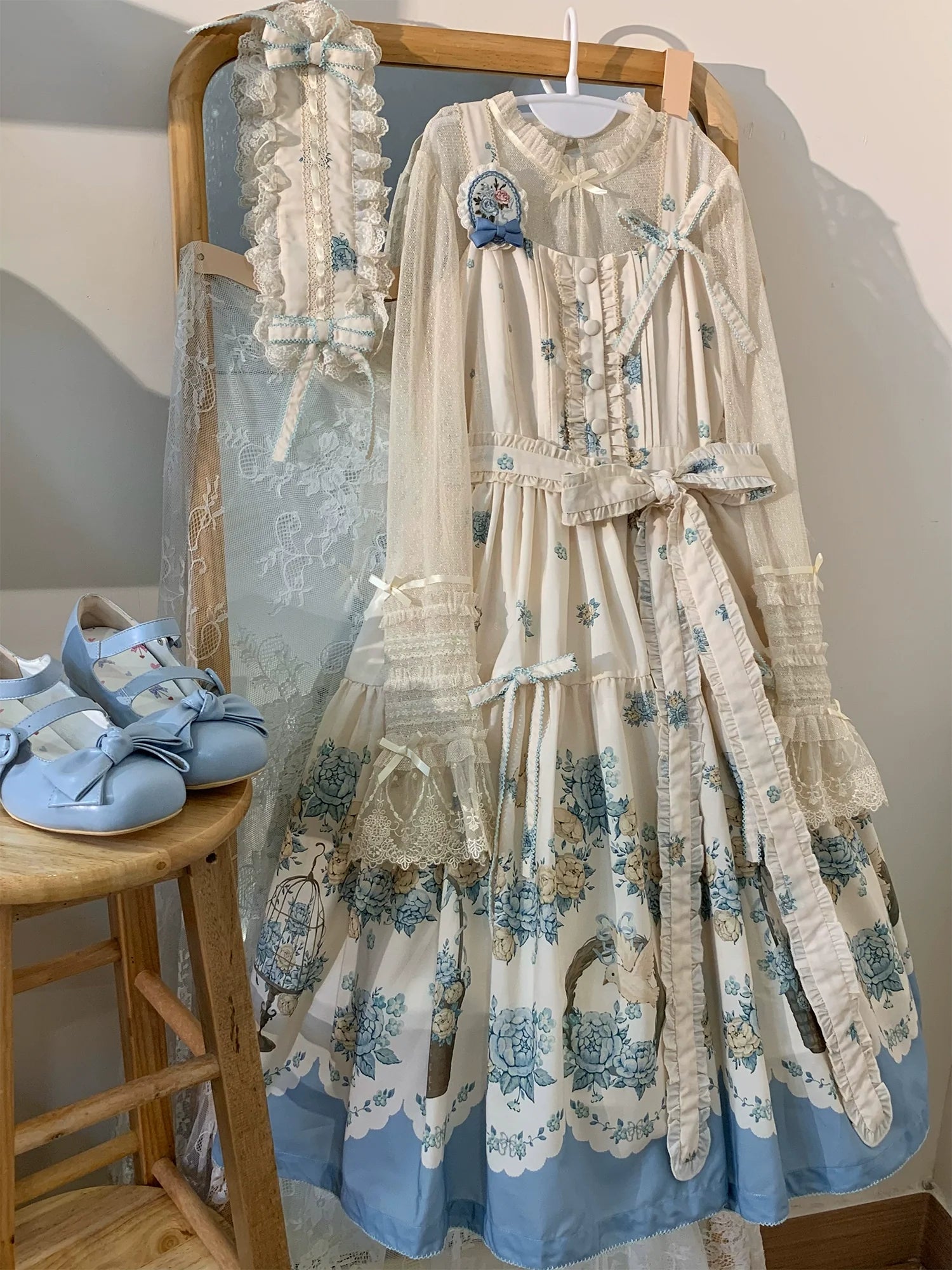 Floral and Bird Series - Classic Lolita JSK Dress, Floral Print - image 11