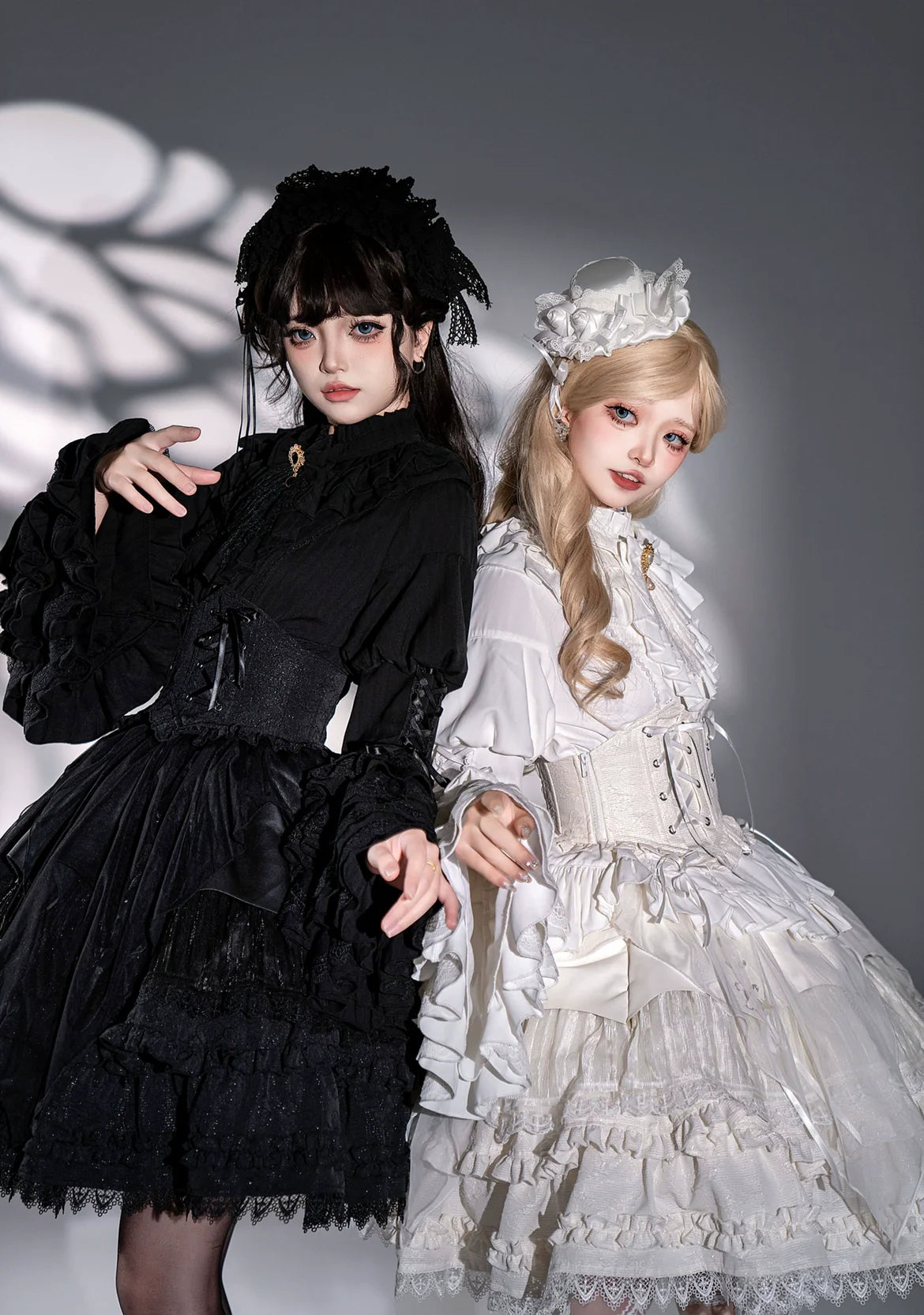 Good and Evil Angel - Gothic Lolita SK Set Retro Princess Sleeve Blouse - image 3