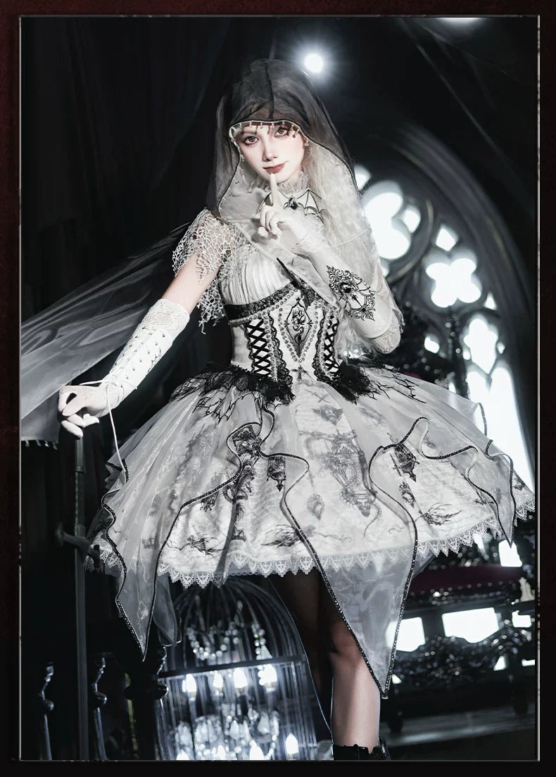 Bone Dragon - Gothic Lolita Corset JSK Dress Set with Embroidery - image 31