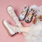 Sweet Bunny - Sweet Lolita Flat Shoes with Ear and Bow Decorations - image 1