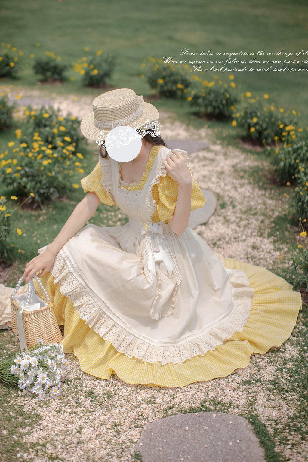 Belle - Yellow Lolita OP Dress Set with Apron - image 18